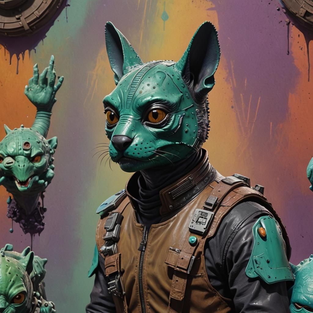 Hyperrealistic Greedo Panther Hybrid Creature