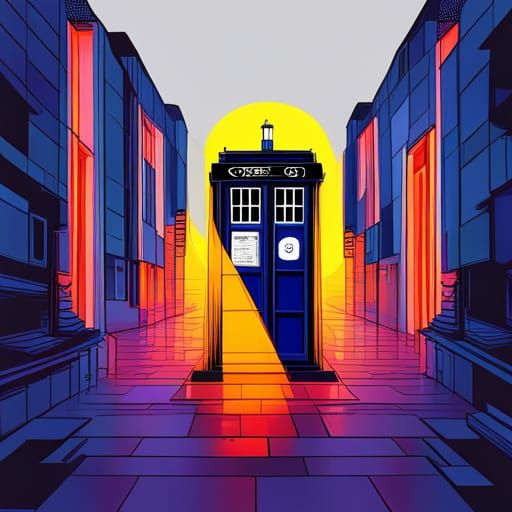 Doctor Who Tardis in Pop Art Style