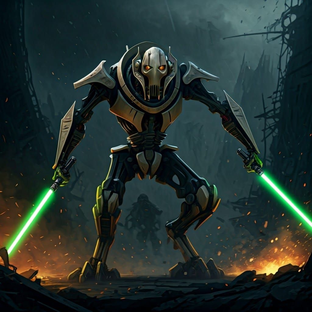Cinematic Cybernetic Horror: General Grievous in Battle