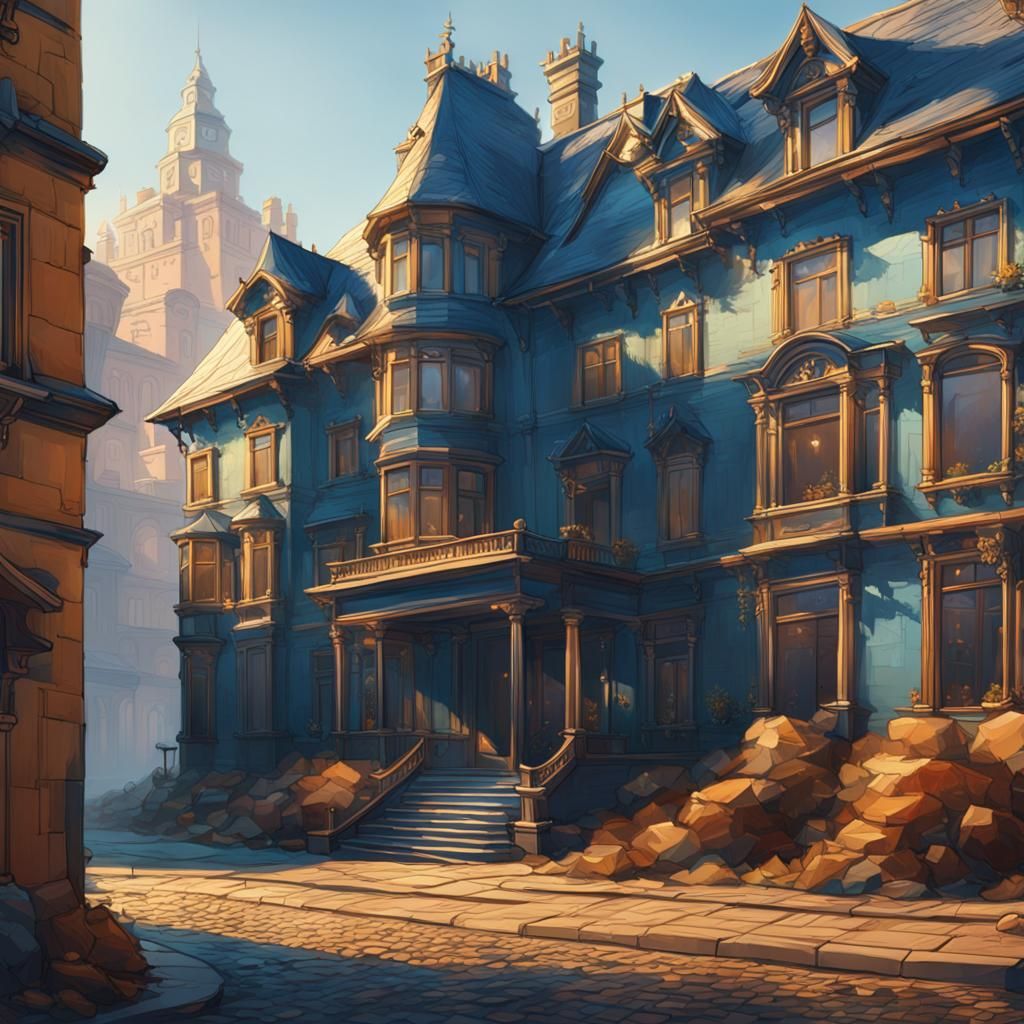 Street Merges with Mansion: Surreal Concept Art