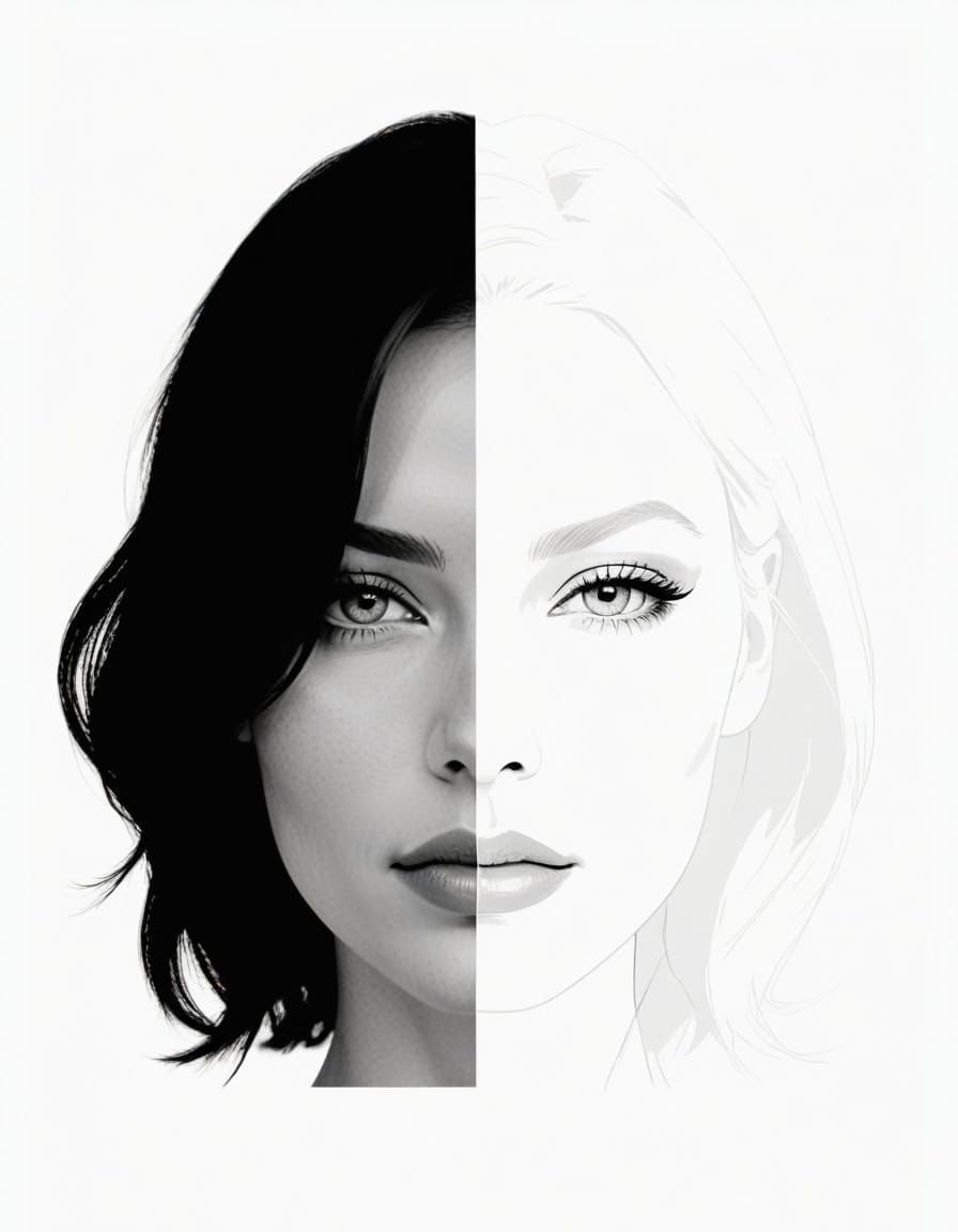 Minimalist Portrait: Black and White Bombshell