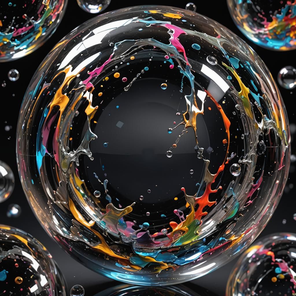 Hyperrealistic Glass Spheres in Splash Art Style