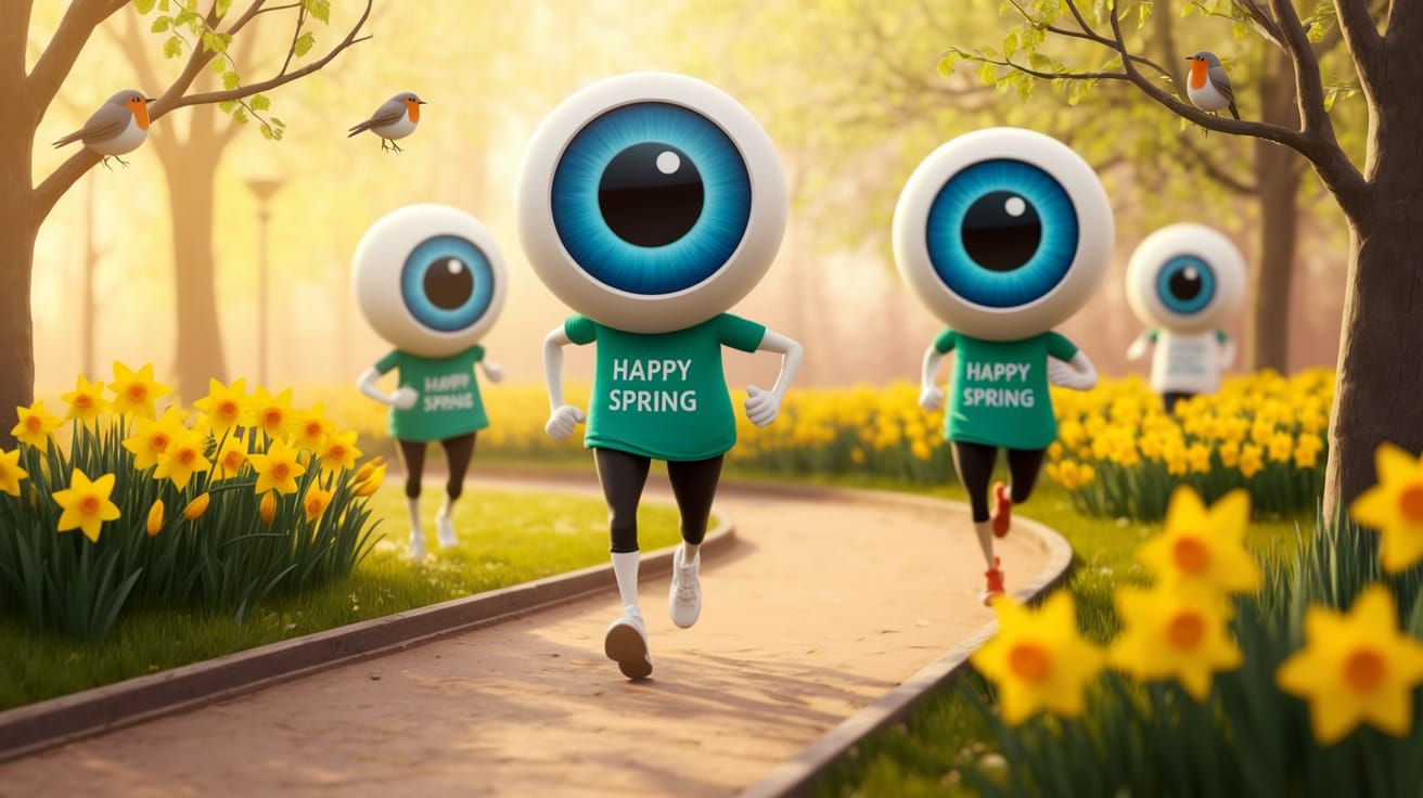 Joyful Eyeballs Celebrate Spring in Vibrant Park