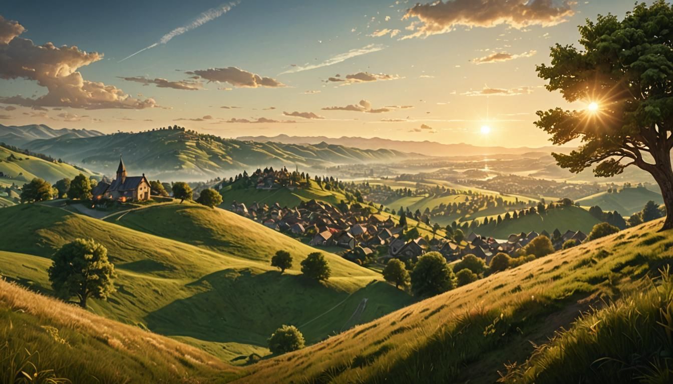 Dreamlike Medieval Village: Cinematic Fantasy Landscape