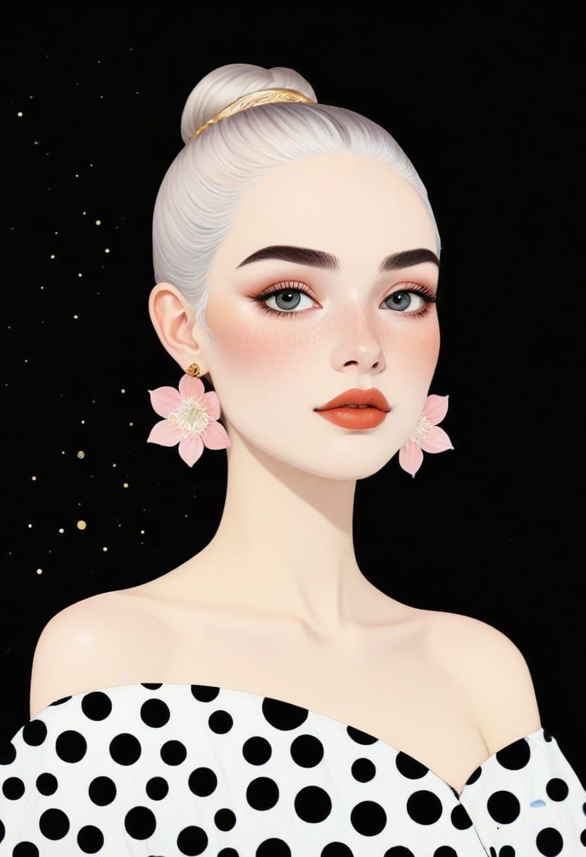 Ethereal Feminine Portrait in Art Nouveau Style