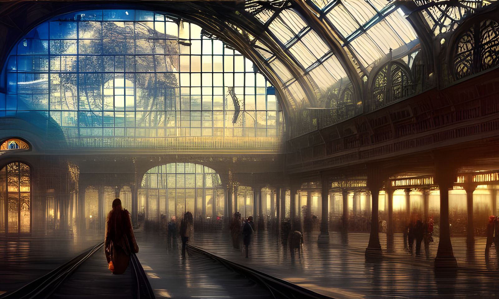 Magical Train Station in Hyperdetailed Digital Art