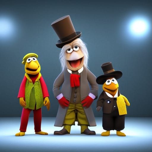 Ebenezer Scrooge with Muppets: Pixar Style 3D Art
