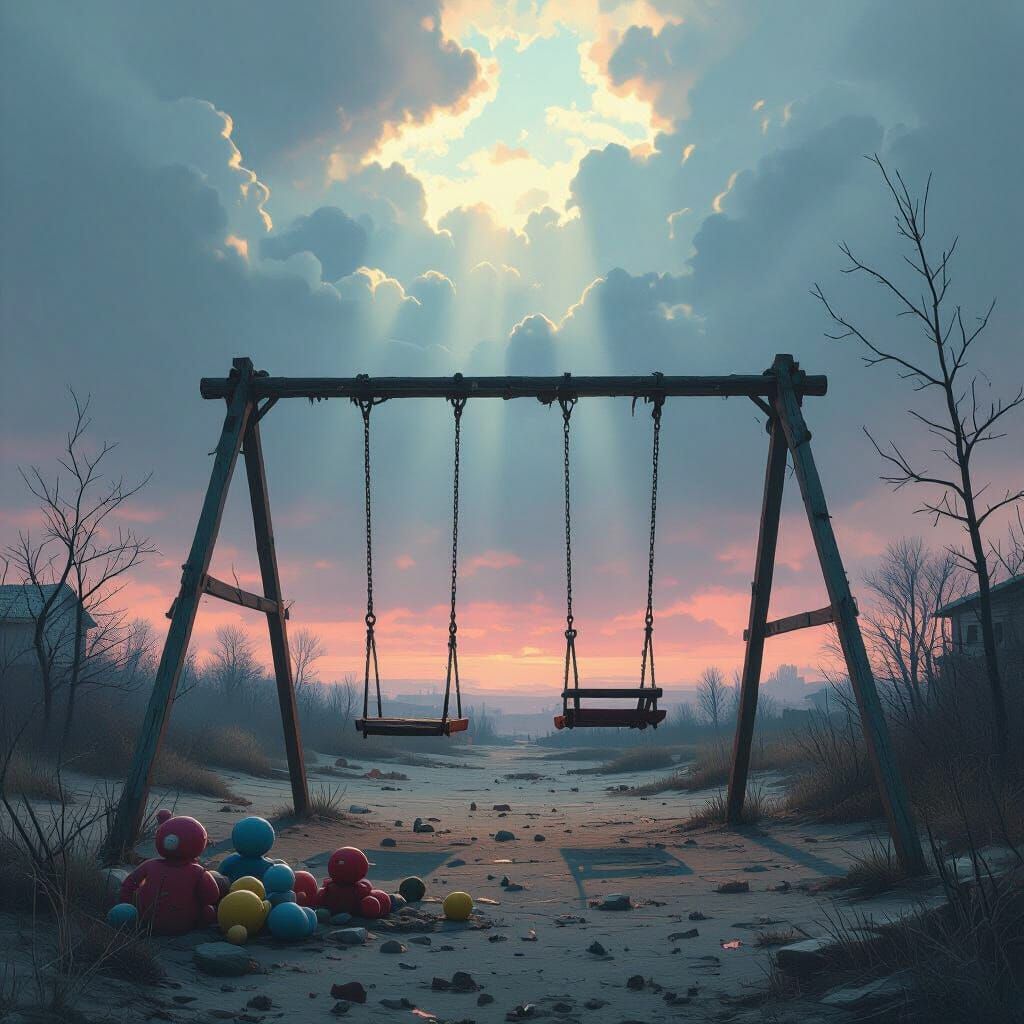 Sorrowful Playground in Dystopian Digital Art