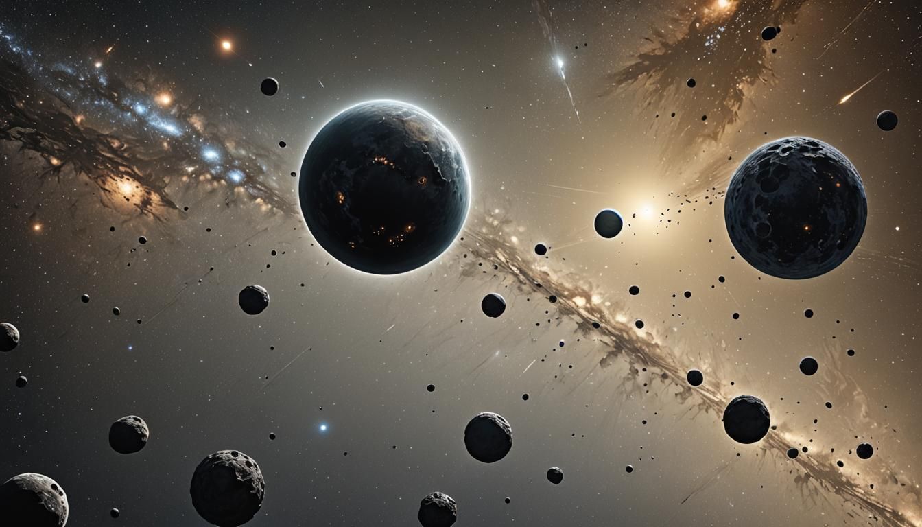 Detailed Dark Planet in Kuiper Belt Illustration