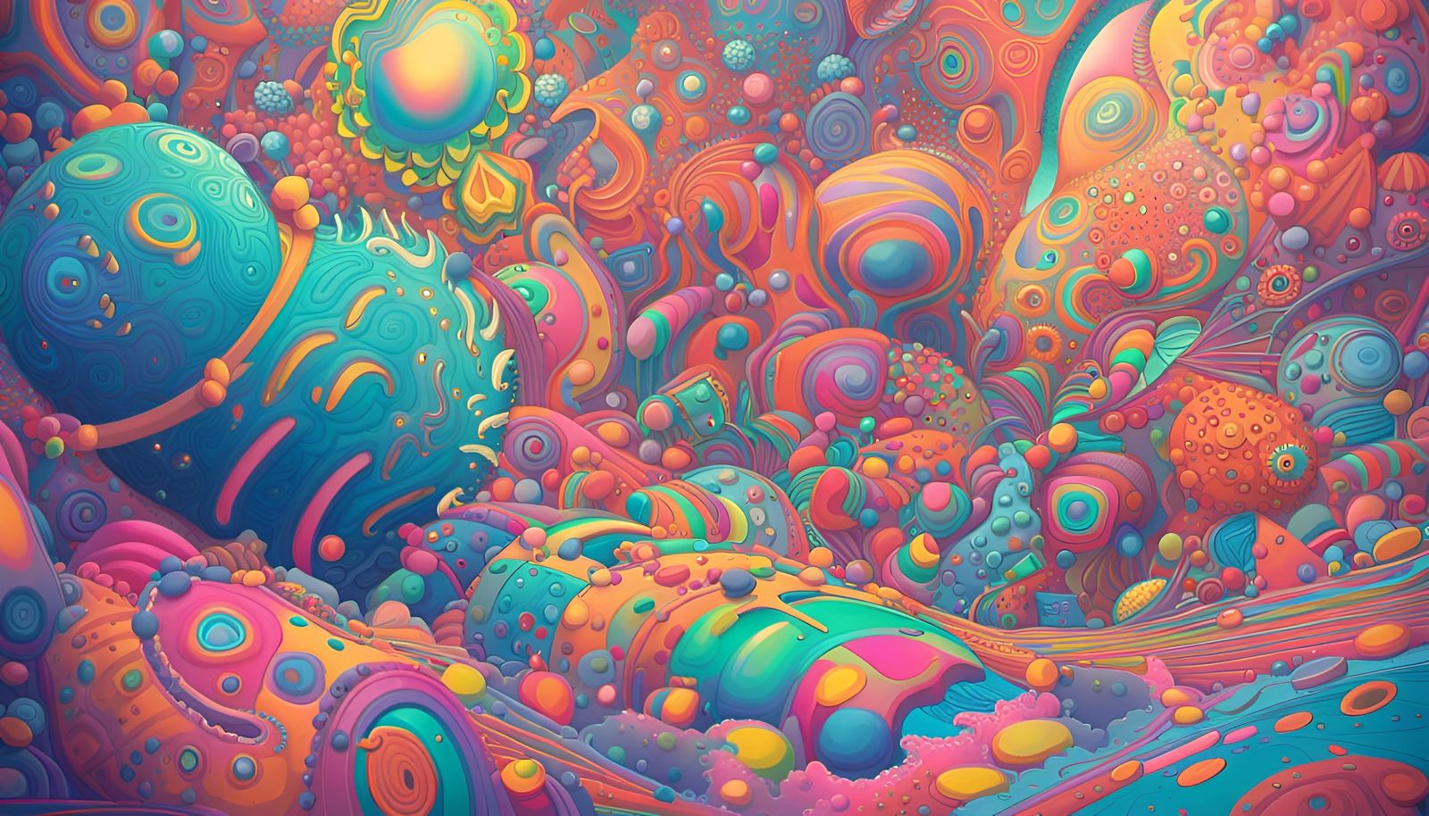 Opalescent Beautiflorescence in Psychedelic Pop Art Style