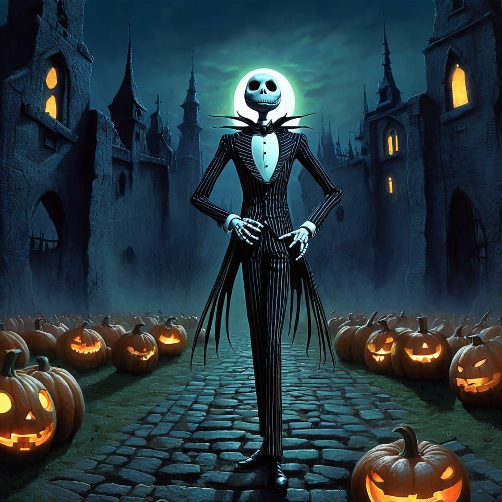 Jack Skellington in a Dramatic Gothic Pose