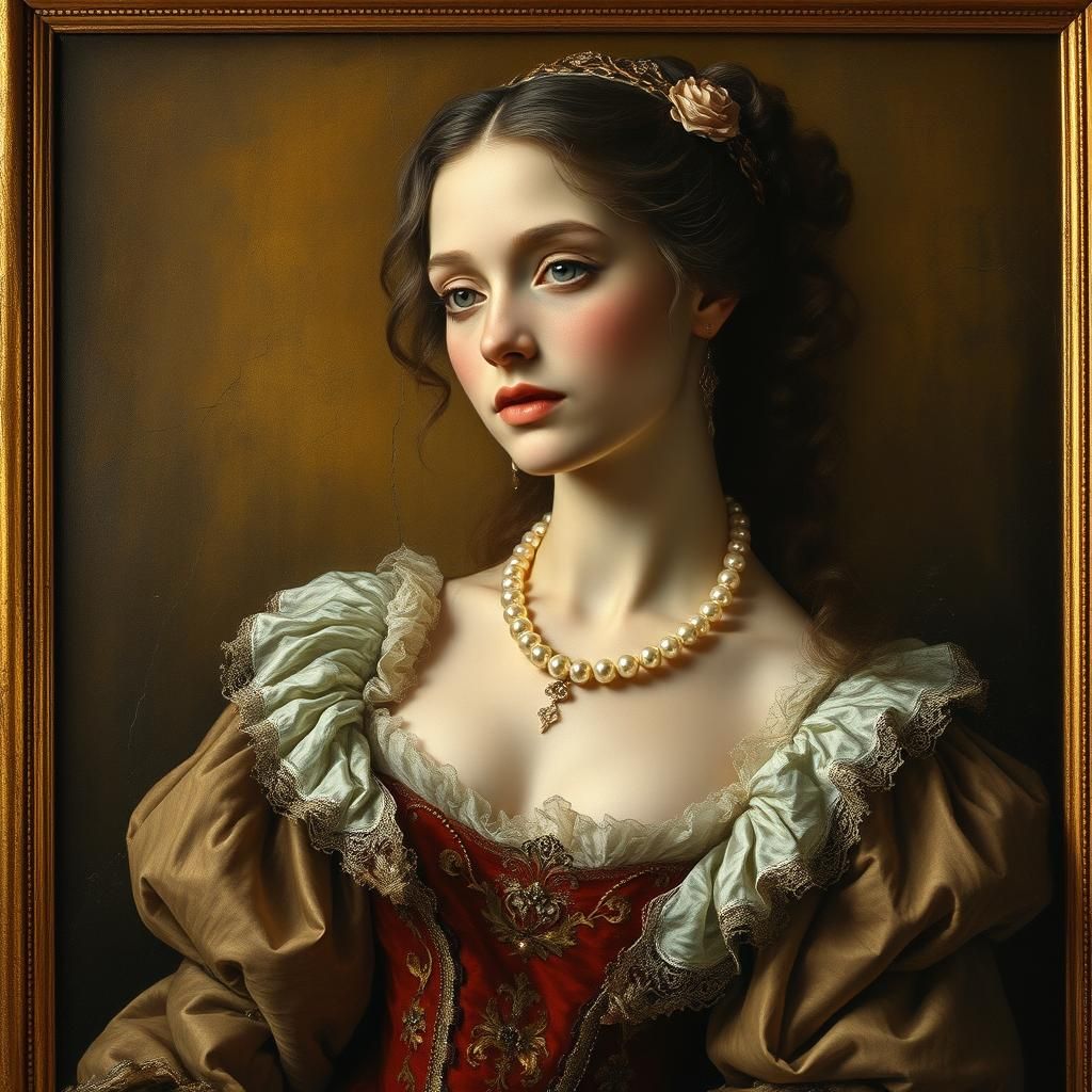 Baroque Maiden Emerges from Old Master Painting