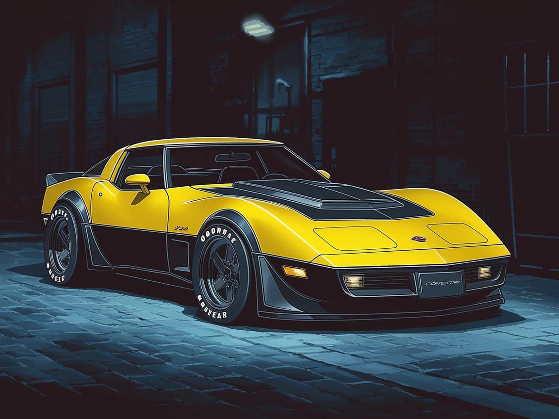 Sunshine Yellow Corvette Stingray Unleashes Fury in Dark All...