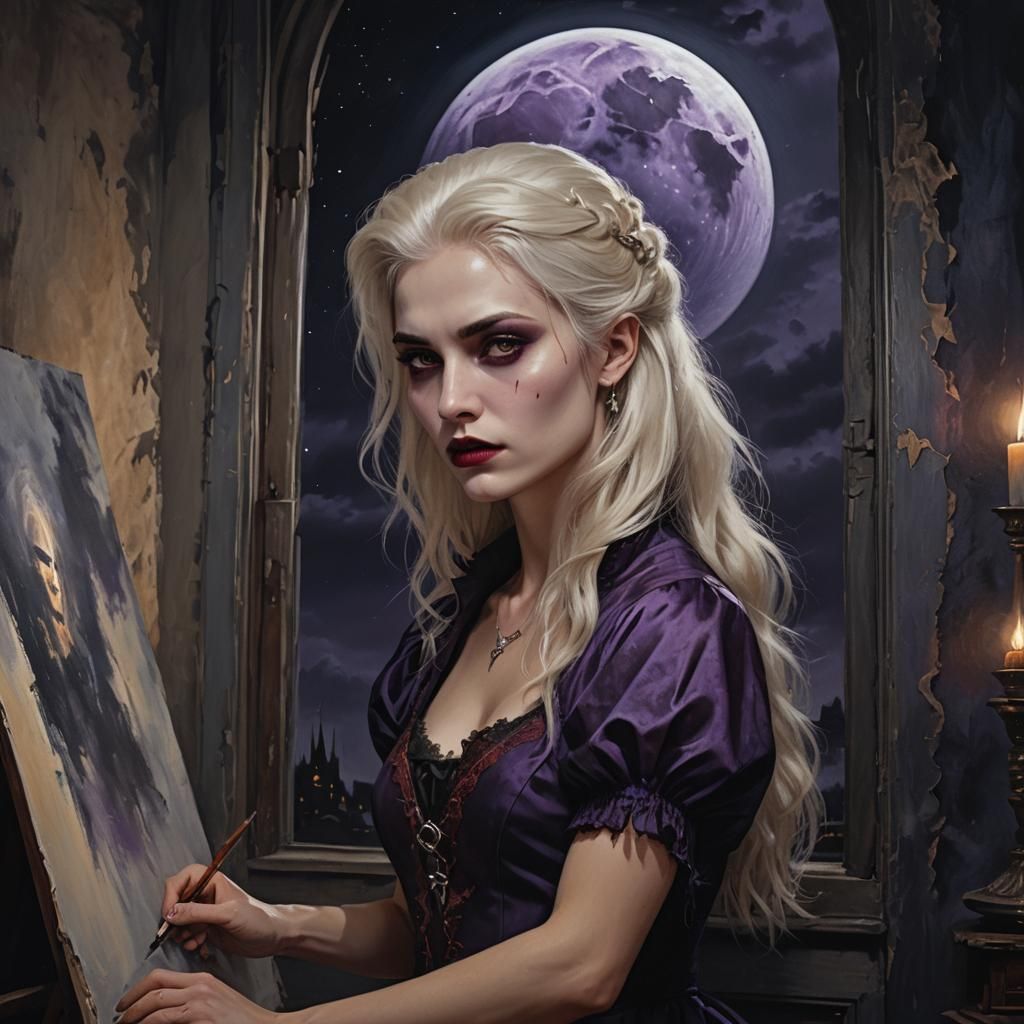 Platinum Vampire Paints by the Moon