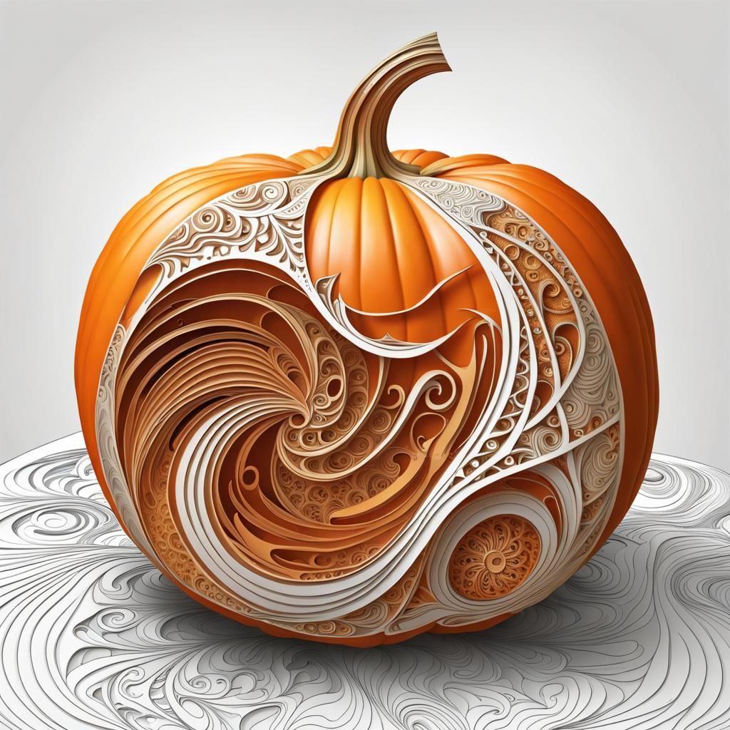 Abstract Pumpkin Carving Fractal Design