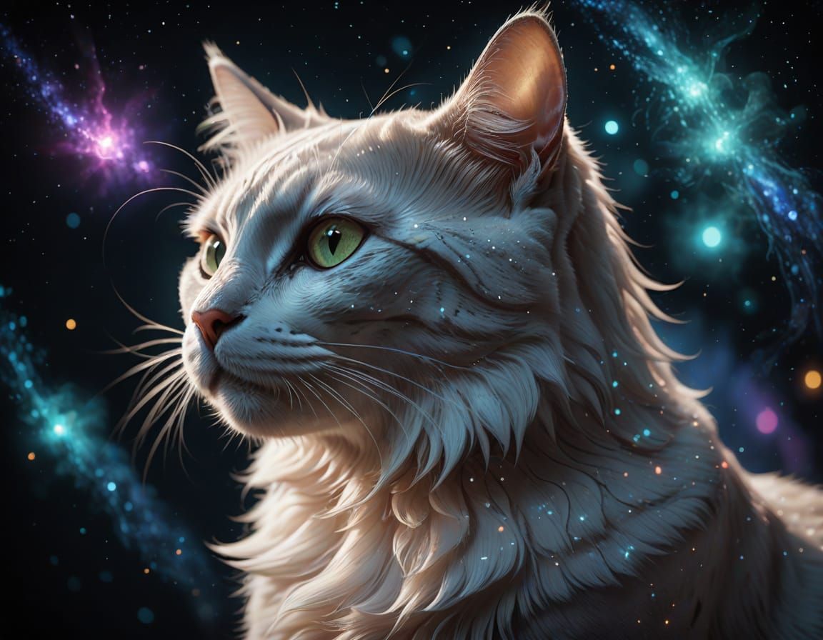 Luminous Ghost Cat in Mystical Lushill Style