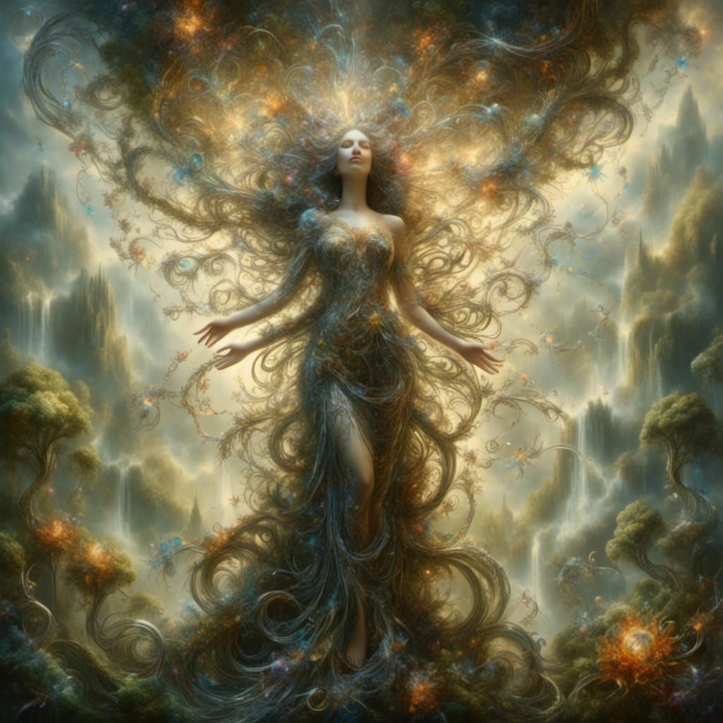 Ethereal Forest Woman Wrapped in Vines