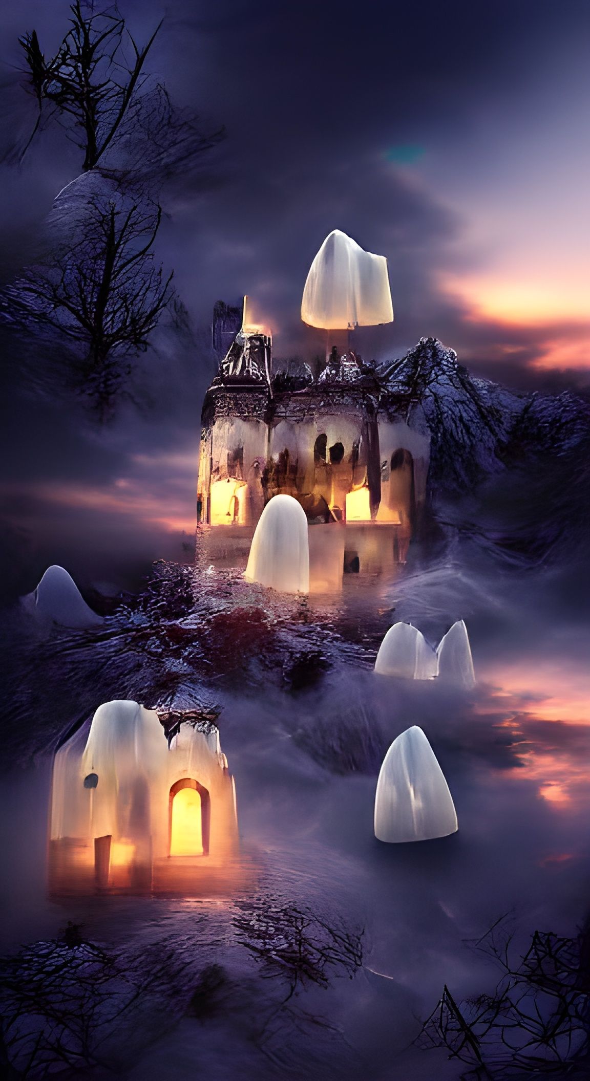 Spooky Crystal Ice Castle at Twilight