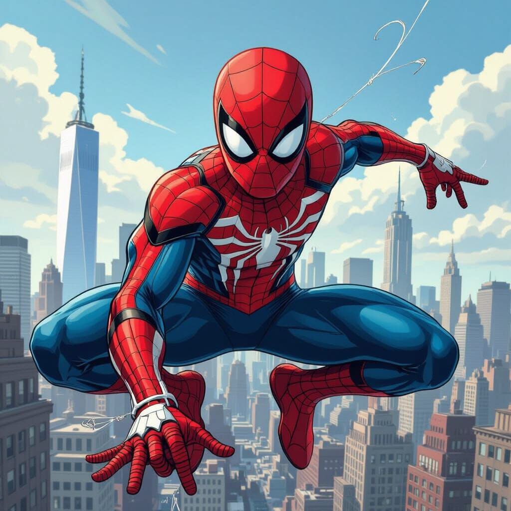 Cute Spider-Man in Comic Book Art Style