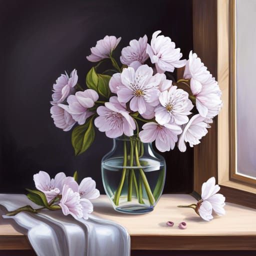 Cherry Blossoms Bouquet in Glass Vase