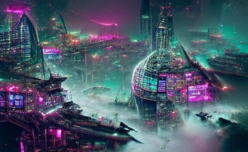 Futuristic Cyberpunk Cityscape at Night