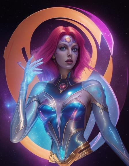 Cosmic Fifth Element Holographic Illustration