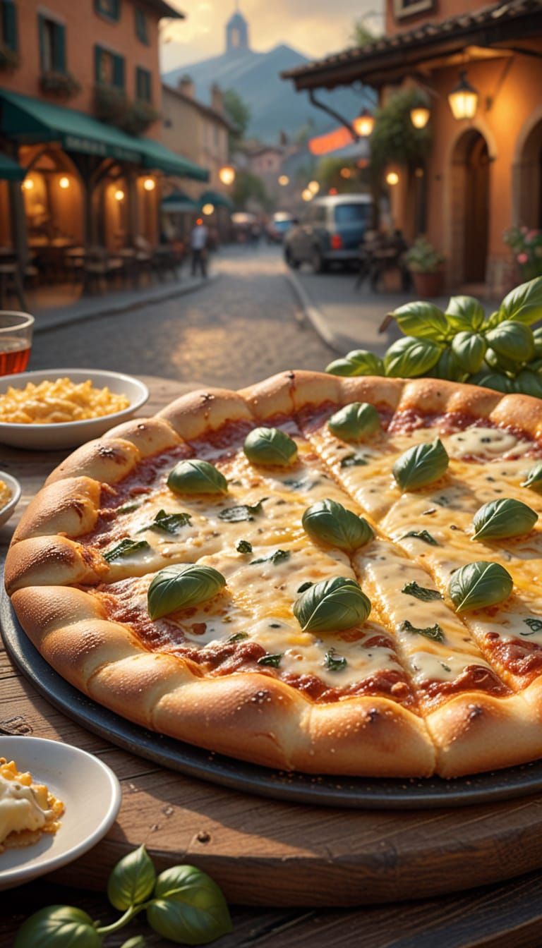 Classic Cheese Pizza in Hyperrealistic Food Photography