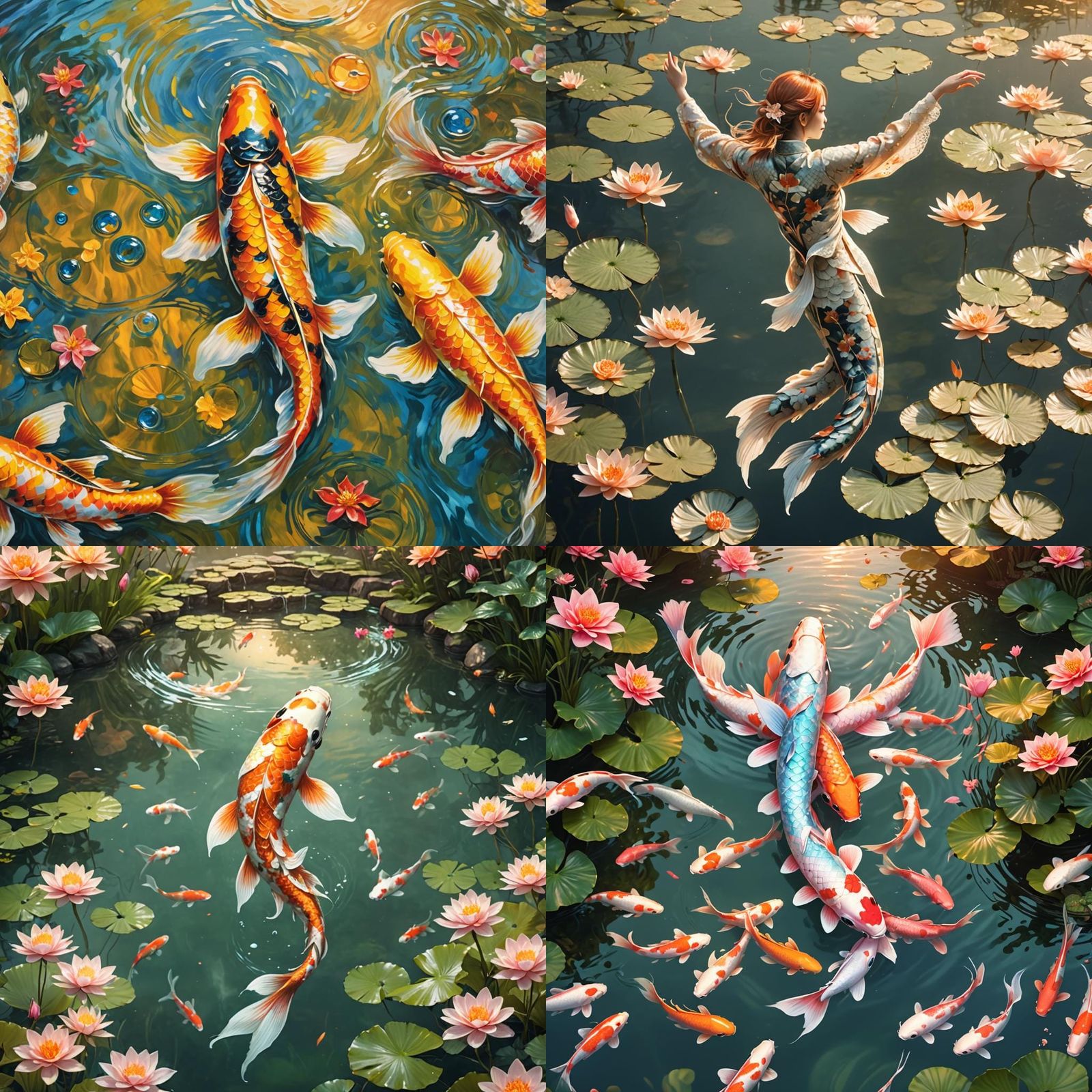 Pastel Koi Fish in Cinematic Digital Painting