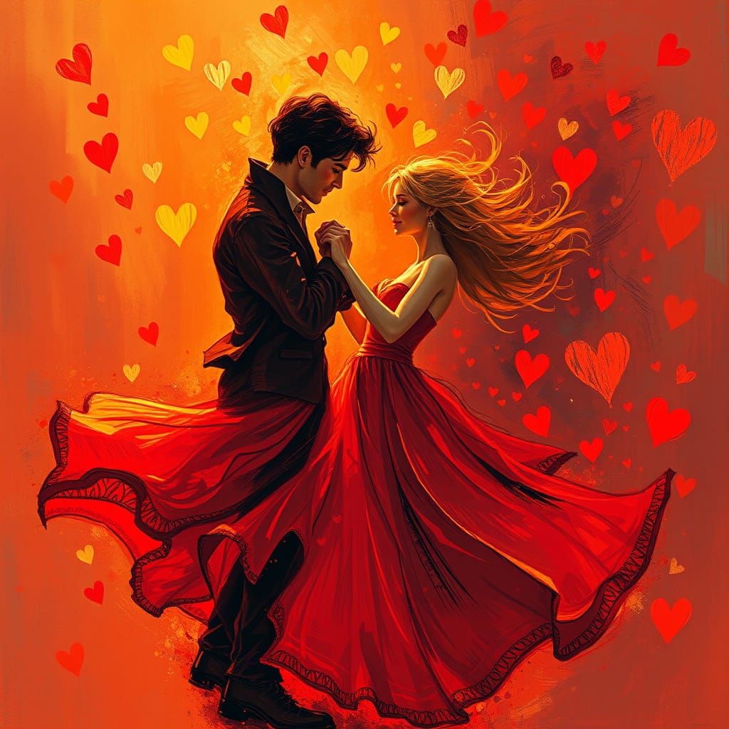 Romantic Couple Lost in Impressionistic Dance