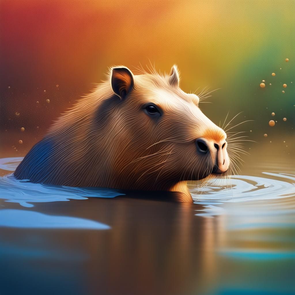 Hyperrealistic Capybara Splash Art Portrait