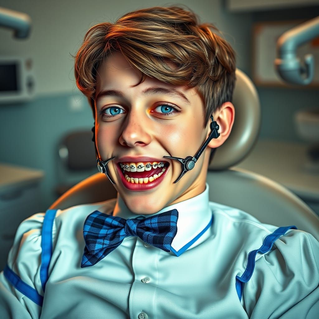 Stunning Portrait of a Young Man in Dentist's Chair with Vib...