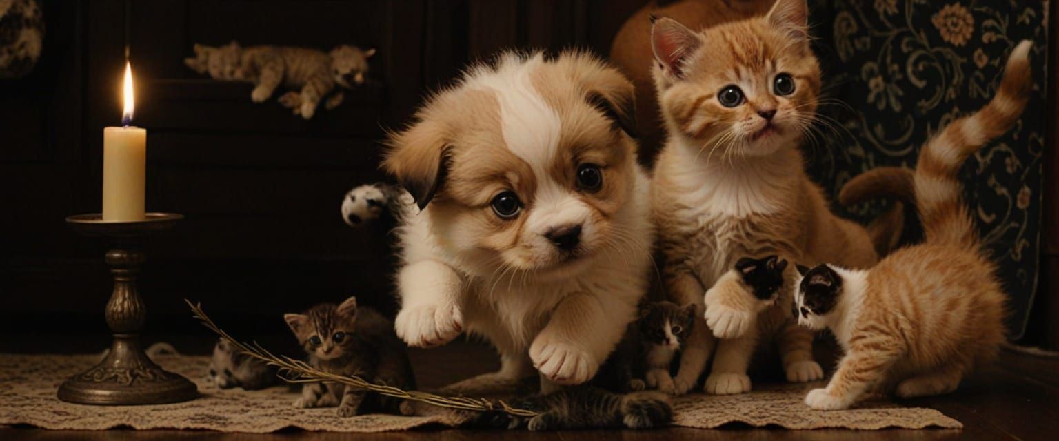 Adorable Puppies and Kittens Play Together in Ragdoll Cat Ro...