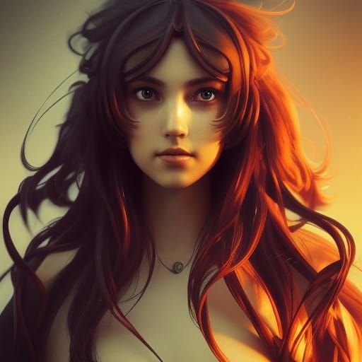 Detailed Phoenix Plushie Portrait in Art Nouveau Style