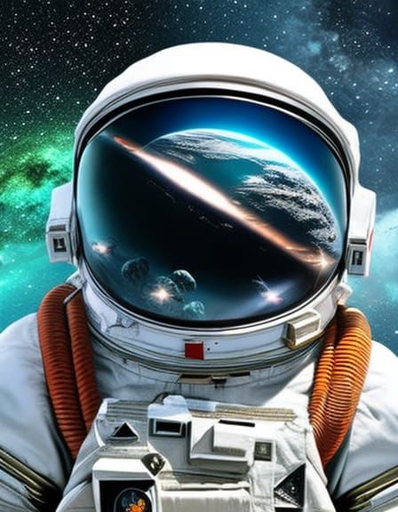 Cat Astronaut in Space Collage Art