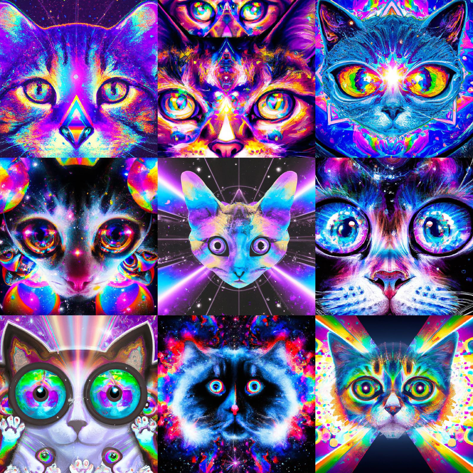 Cosmic Cat Eyes in Holographic Universe, Digital Art