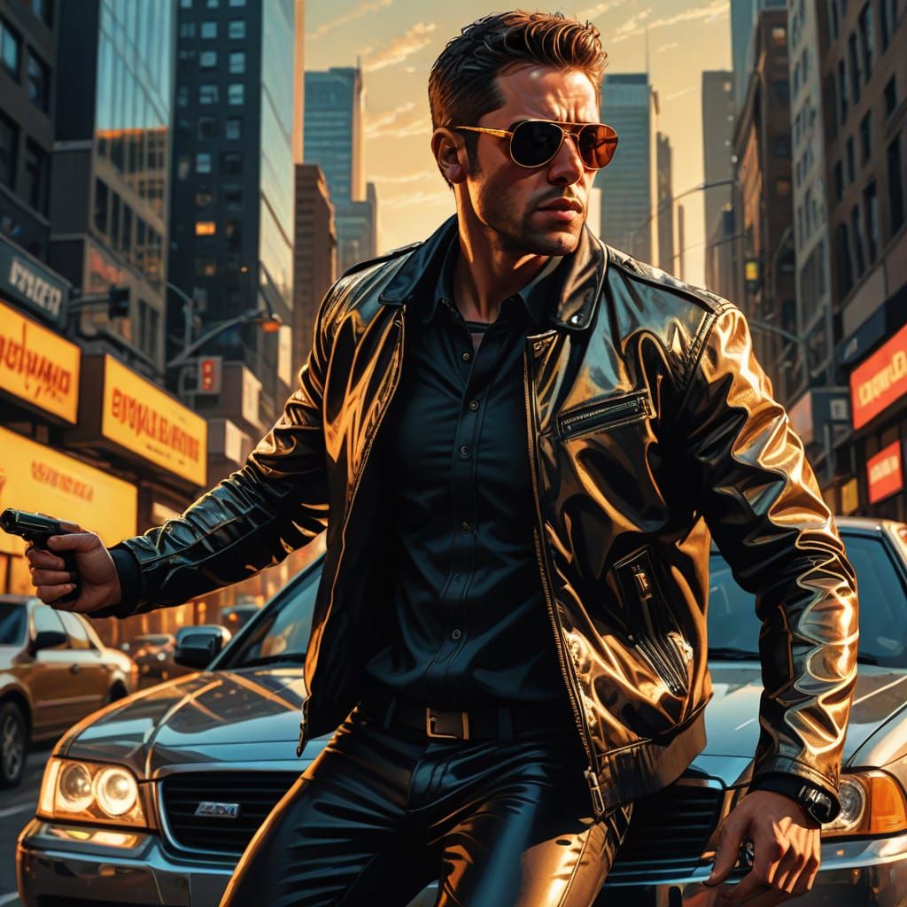 Hyperrealistic Bodyguard Leaps from Car Window