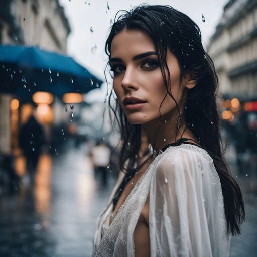 Sensual Portrait in Paris: Dark-Haired Woman in Lingerie