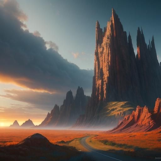 Fantasy Landscape: Open Road to the Horizon