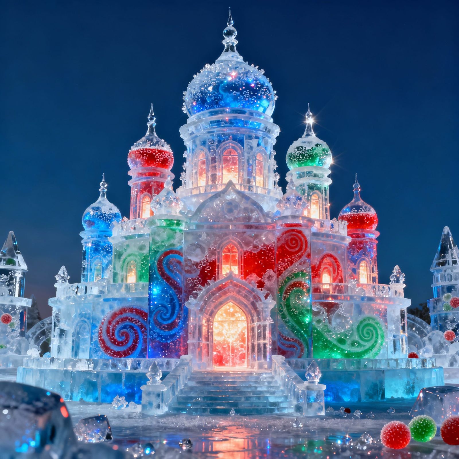 Fantastical Soda and Ice Palace in Surreal Style