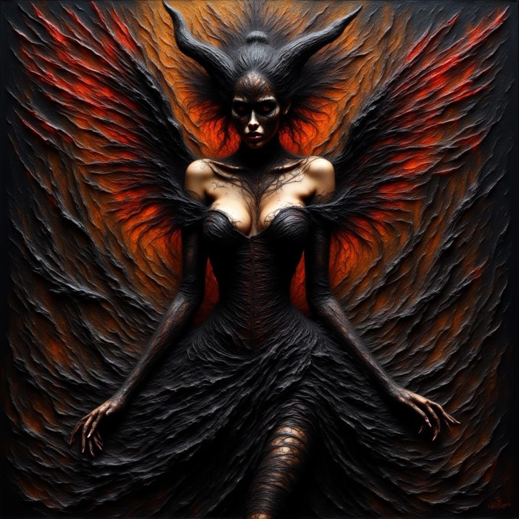 Demonic Dancer in Macabre Oil Painting Style