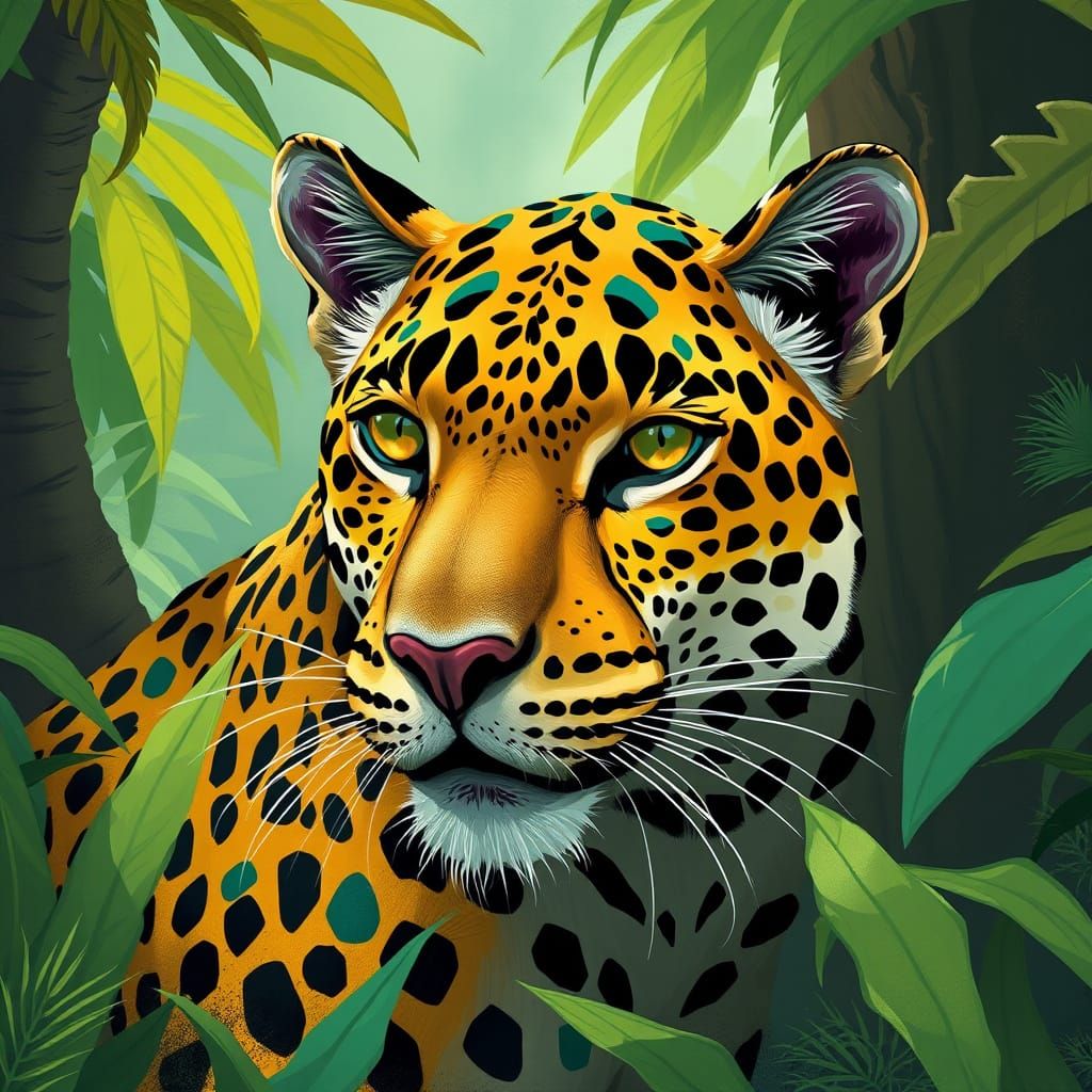 Exotic Leopard in Vibrant Jungle Habitat