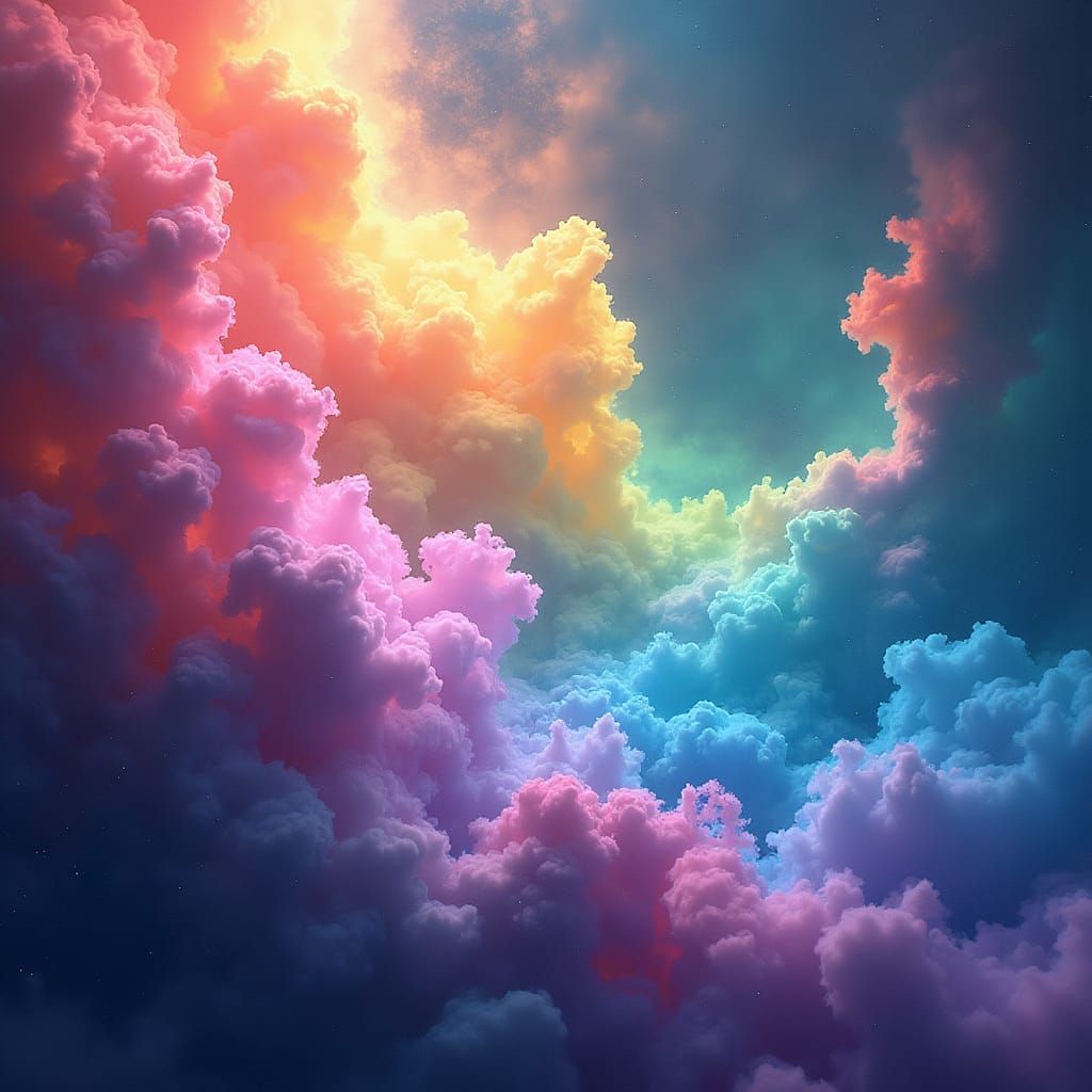 Iridescent Rainbow Nebula in Matte Painting Style