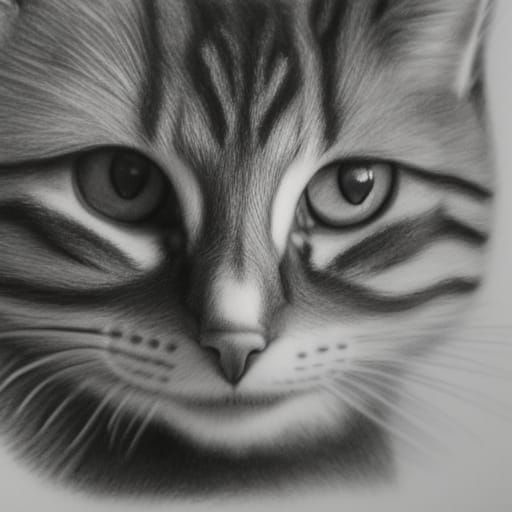 Hyperdetailed Charcoal Drawing of a Tabby Cat
