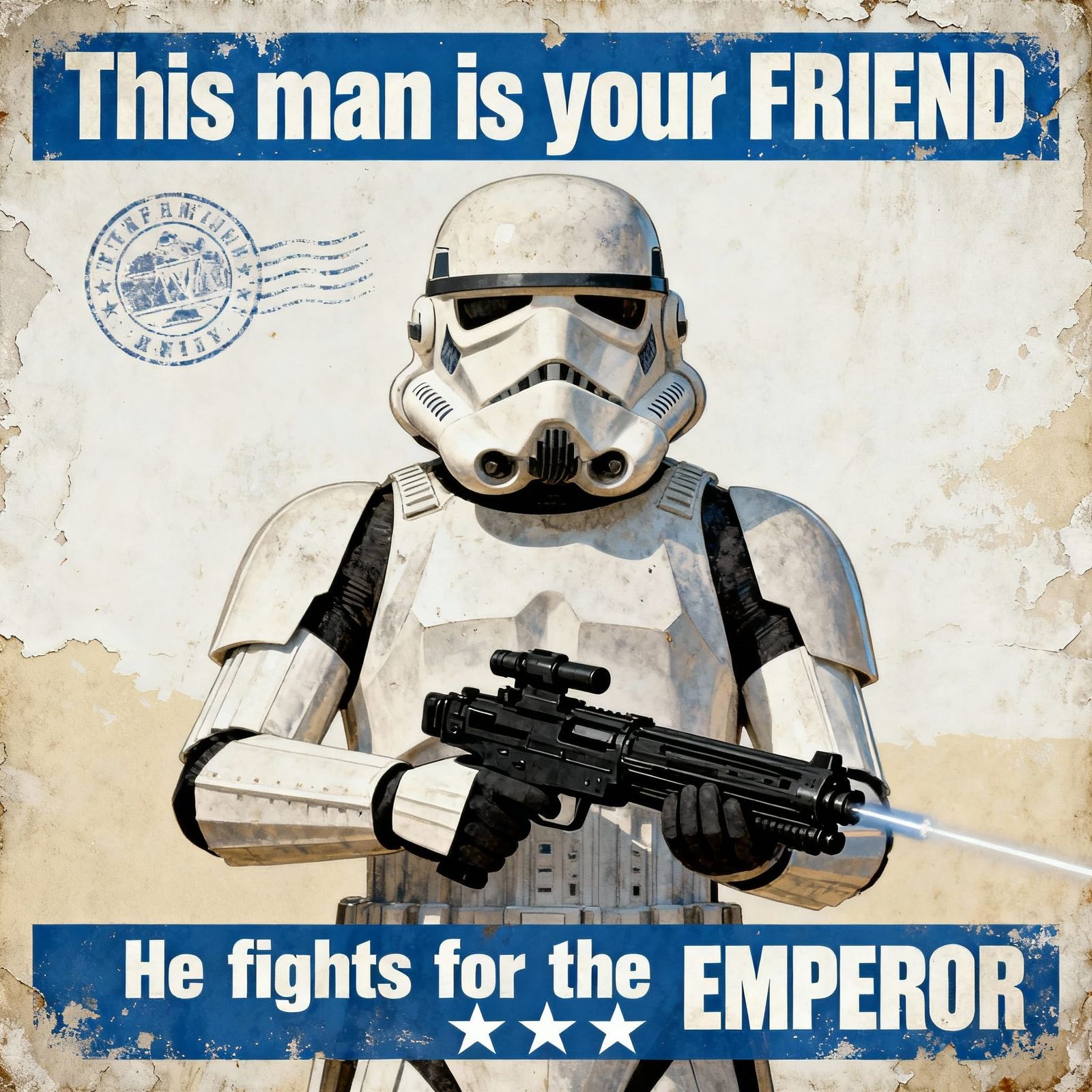Vintage Propaganda Poster: Stormtrooper Friend of the Empero...