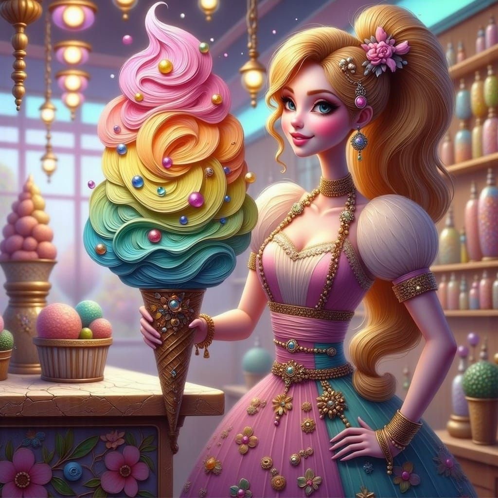 Magical Ice Cream Shop with Enchanting Shopkeeper