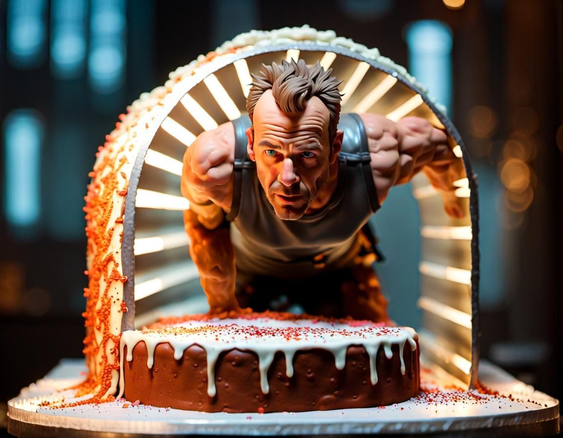 Die Hard Cake Sculpture in Ventilation Duct