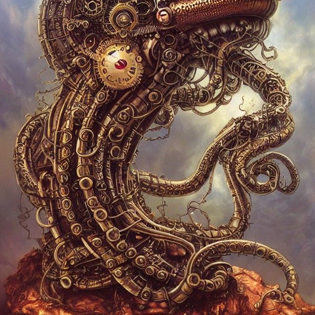 Steampunk Medusa with Robotic Snake Hair