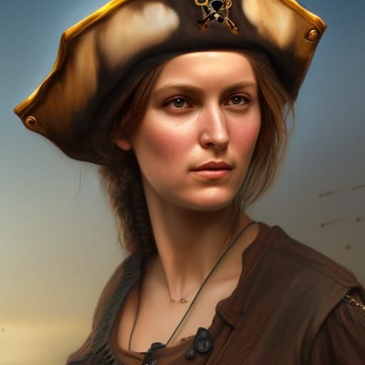 Pirate in 19th Century Harbour, Photorealistic Art