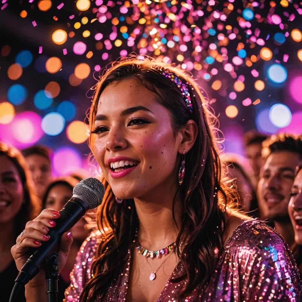 Neon Portrait of Singer Performing Live