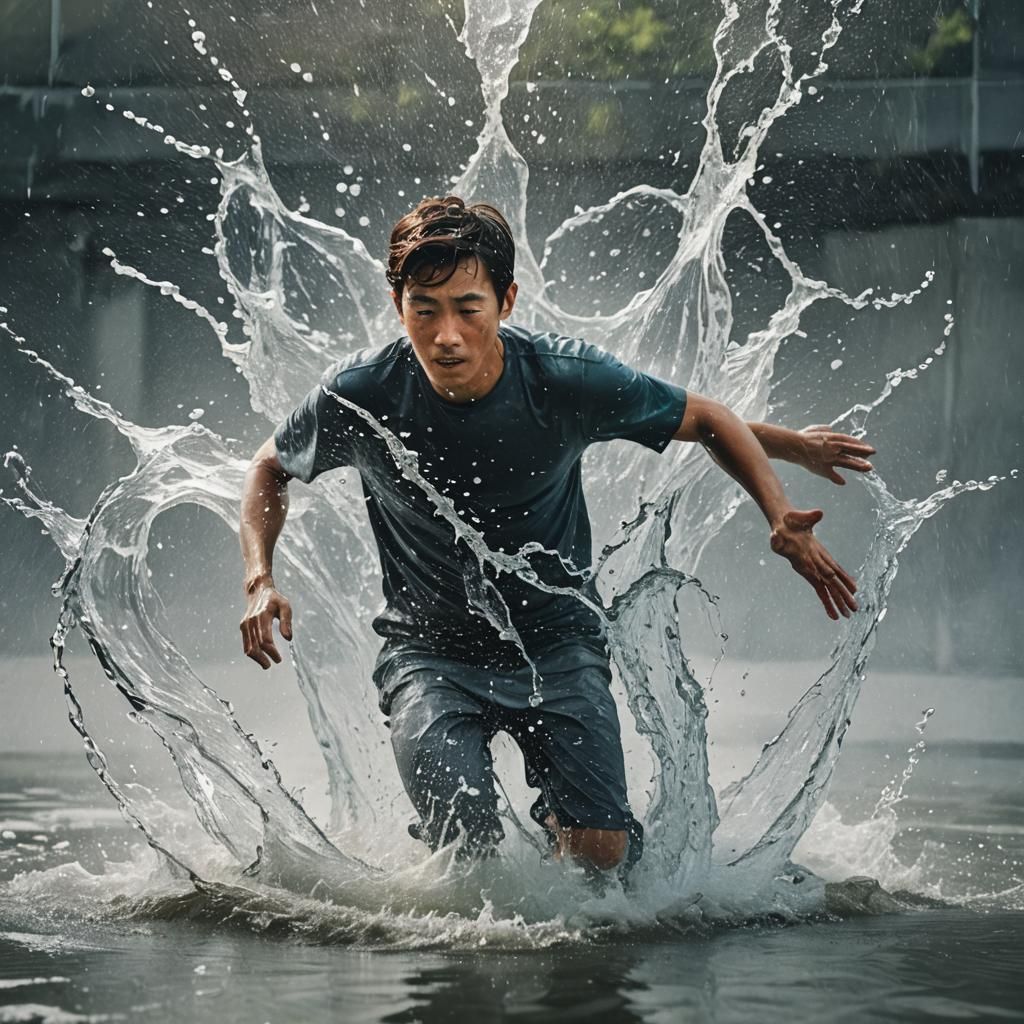 Person Transforming into Water